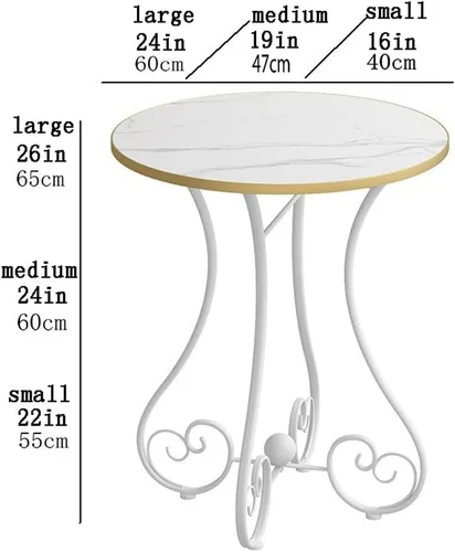 Miniatura 3 de Mesa de Centro Small Round Coffee Table for Living Room European-Style Side Table with Metal e Modern and Simple Sofa End Table for Balcony Small