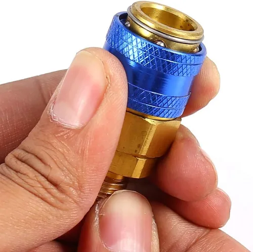 Miniatura 3 de Fydun Acoplador rápido de lado bajo R134a Herramienta de reparación de aire acondicionado del coche Conector de acoplador rápido Adaptador de latón