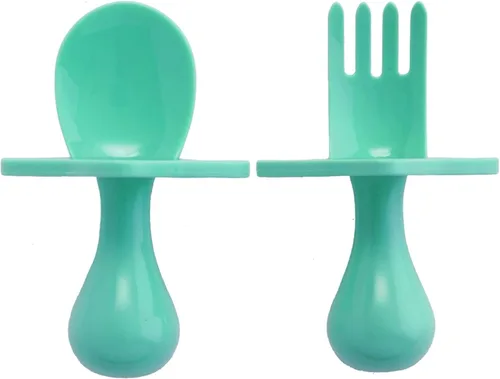 Miniatura 12 de Elli&Nooli Juego de utensilios de silicona para bebé, juego de 2 piezas, color azul, apto para el destete y tenedor de cuchara de alimentación