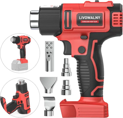 Miniatura 14 de LIVOWALNY Pistola de calor compatible con batería Milwaukee de 18 V (solo herramienta) Pistola de calor inalámbrica de 350 W de 122 ℉ ~ 1022 ℉