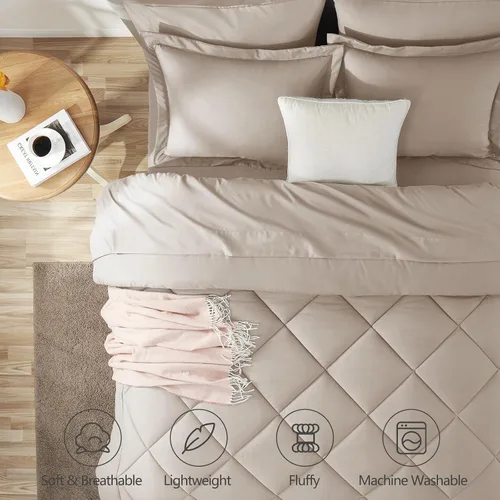 Miniatura 2 de CozyLux Juego de edredón tamaño queen de lino - Ropa de cama en una bolsa tamaño queen de 7 piezas, juego de cama suave de lujo para todas