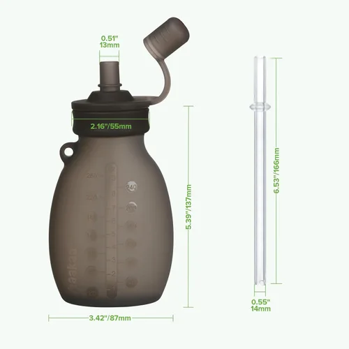 Miniatura 9 de haakaa Hippo - Bolsa Goody de silicona de apertura ancha – Bolsas reutilizables de 9 oz/260 ml para niños pequeños, bolsas reutilizables