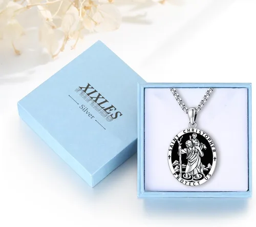 Miniatura 93 de Collar con colgante de plata de ley 925 con medalla de San Patrón, joyería religiosa para hombres y mujeres, con cadena de acero inoxidable 316L
