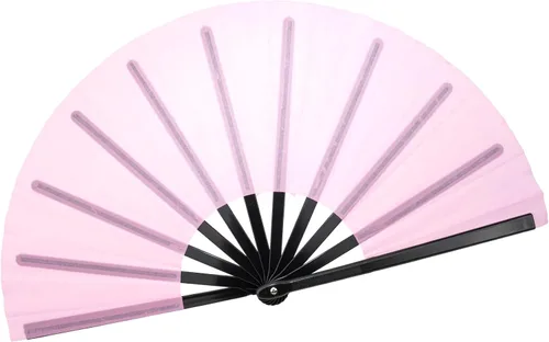Miniatura 36 de QIRMIZI Abanico grande plegable para rave – Abanicos de tela de nailon, abanicos retro vintage para kung fu, tai chi, danza, festivales de música
