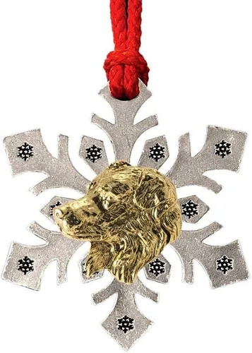 Miniatura 46 de Adorno navideño para colgar en la cabeza de collie con borde de peltre antiguo hecho a mano para decorar coronas y árboles de Navidad del hogar