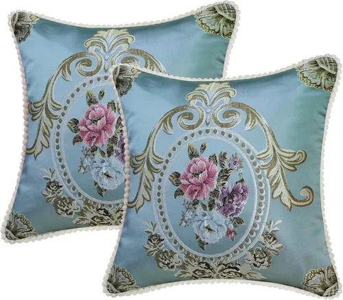 Miniatura 13 de SZHELEJIAM Juego de 2 fundas de almohada con volantes de 12 x 20 pulgadas, fundas de cojín decorativas de felpilla suave jacquard para sofá