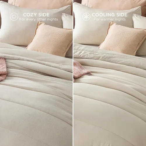 Miniatura 381 de Bedsure Juego de edredón Twin/Twin XL, ropa de cama suave beige para todas las estaciones, juego de cama teñido catiónico, 2 piezas, 1 edredón