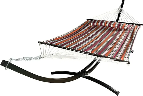 Miniatura 9 de Soporte de hamaca de arco de acero galvanizado recubierto de polvo para interiores y exteriores, 15 pies. Soporte más fuerte para cama hamaca Negro
