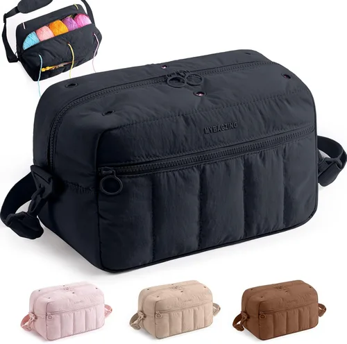 Miniatura 10 de MYBAGZING Organizador Pequeño de Bolsa de Crochet - Bolsa de Tejer - Organizador de Almacenamiento de Hilo - Bolsa de Hilo para Crochet - Soporte