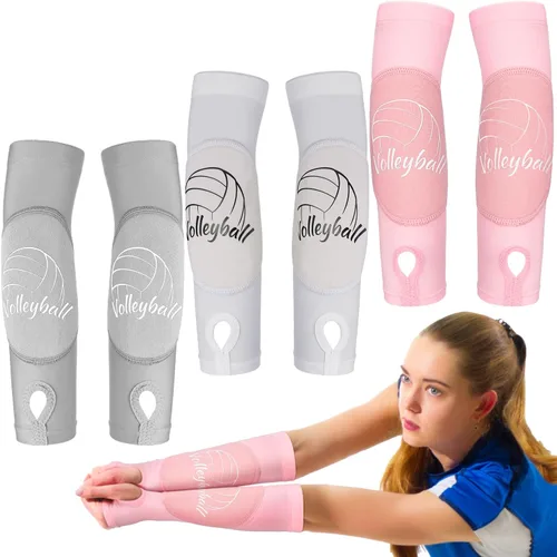 Yinder 3 pares de mangas deportivas de voleibol para jóvenes voleibol muñequera protección almohadillas y agujero para el pulgar