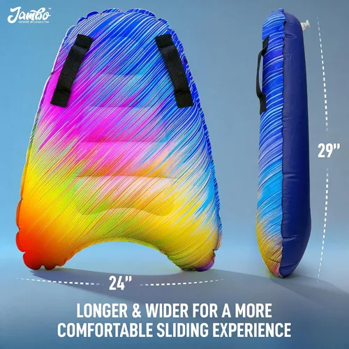 Miniatura 5 de JAMBO Tabla de surf inflable con asas, tabla de boogie para playa, tabla de surf flotante, flotadores de piscina, juguete de playa para niños