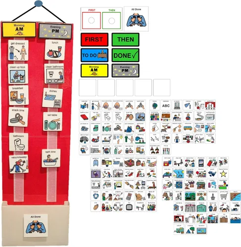 Miniatura 17 de Programa visual para niños – 133 tarjetas de plástico duraderas con imágenes y monedas con lazo suave Tabla de rutina diaria y recompensas por
