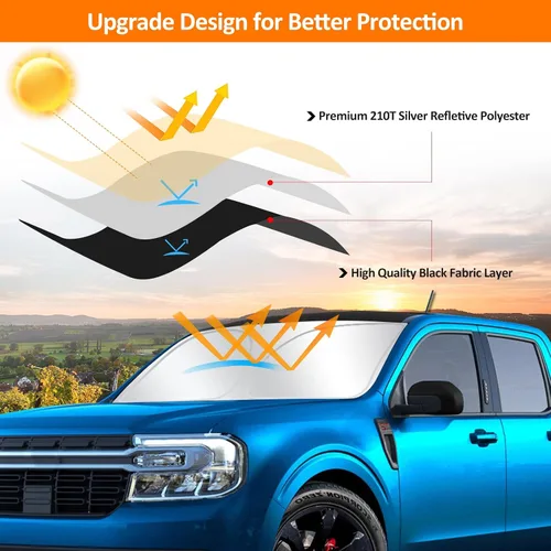 Miniatura 3 de D-Lumina Parasol para parabrisas delantero para 2022, 2023, 2024, 2025, Fo-rd Maverick, parasol plegable para ventana delantera para rayos UV