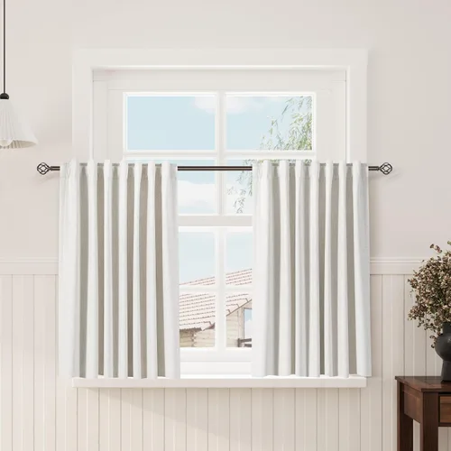 Miniatura 32 de Cortinas de lino 100% opacas para dormitorio, 102 pulgadas de largo, con pestaña trasera, bolsillo para barra, paneles acústicos con aislamiento
