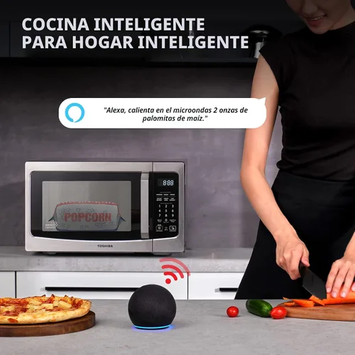 Miniatura 2 de TOSHIBA ML-EM34P(SS) - Microondas inteligente de sobremesa, recalentamiento con sensor, funciona con Alexa y control remoto, elementos esenciales