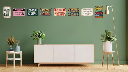 Miniatura 7 de Letreros de hojalata retro divertidos para sala de matrimonio, decoración de pared de 12 x 8 pulgadas