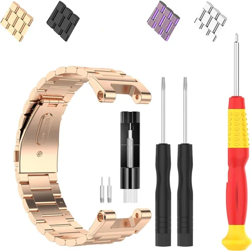 Miniatura 12 de FitTurn Compatible con las correas Amazfit T-Rex, pulsera elegante de repuesto de acero inoxidable sólido de metal ajustable con herramientas