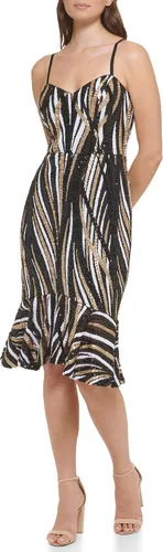 Miniatura 3 de GUESS Women's Sequin Mesh Midi WFlounced Hem