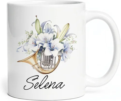 Miniatura 10 de Taza personalizada para músico 2023, taza de violín personalizada con nombre, violín y notas musicales, taza de cerámica de 11 oz y 15 onzas, taza