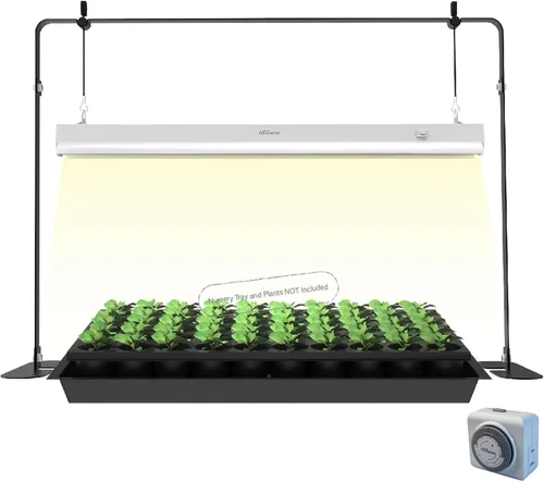 Luz de cultivo de 2 pies para inicio de semillas, lámpara LED de cultivo para plantas de interior, luz de cultivo de plántulas con soporte, kit de