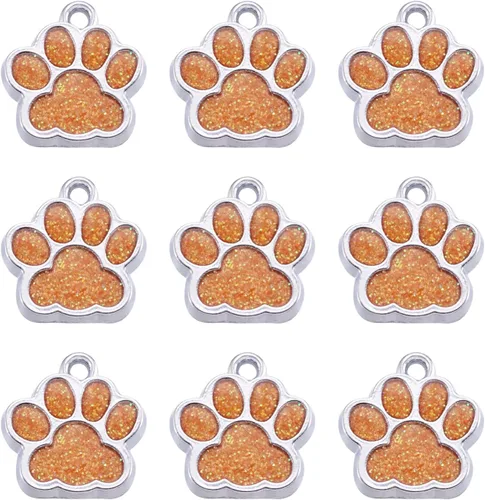 Miniatura 5 de Abalorio esmaltado con estampado de pata de perro y gato con purpurina en polvo de aleación de esmalte de gato y perro, dijes para llavero, joyería