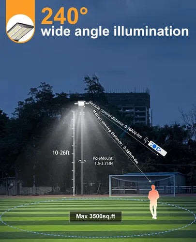 Miniatura 4 de JAYNLT Y-11000W Luces Solares de Calle al Aire Libre, 800000 LM 6500K Luces de Estacionamiento Brillantes Comerciales, Luces de Inundación Divididas