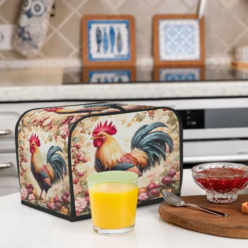 Miniatura 6 de Funda para tostadora de animales de gallo, 2 rebanadas, protección contra el polvo y las huellas dactilares, fundas para pan, fundas lavables