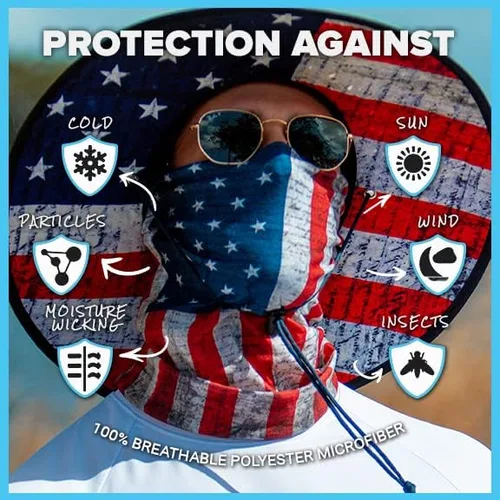 Miniatura 2 de S A Company 5 Pack UV Face Shield Multipurpose Protector Neck Gaiter Elastic Face Mask Patriotic Design for Men and Women