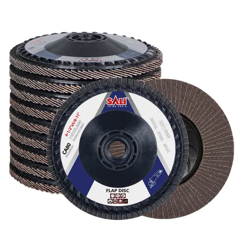 Miniatura 7 de Sali Paquete de 10 discos de aleta de grano 60 de 4.5 pulgadas x 5/8-11, disco de lijado tipo bisel #27, amoladora angular de grado premium e