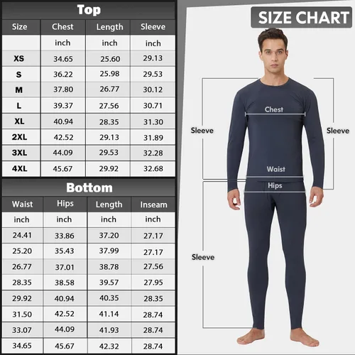 Miniatura 6 de CL convallaria Paquete de 2 calzoncillos térmicos para hombre, ropa interior larga suave y cálida, capa base para clima frío
