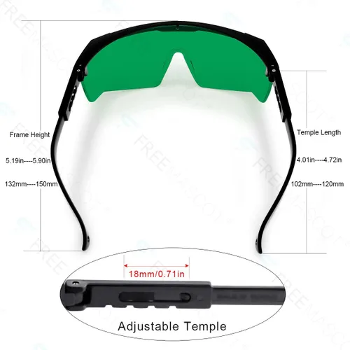 Miniatura 3 de FreeMascot Gafas de seguridad láser UV y rojas para 405 nm, 445 nm, 650 nm y luz láser infrarroja para depilación, protección ocular con montura