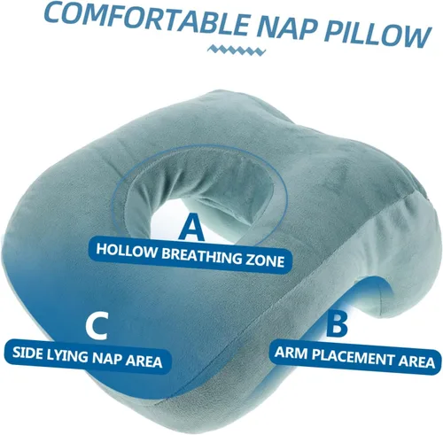 Miniatura 3 de Almohada de masaje azul para cama Almohada de dormir boca abajo con soporte de brazo Almohada de espuma viscoelástica para siesta