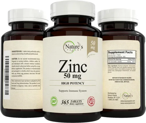 Miniatura 4 de Nature's Potent Zinc 50 mg, suplemento de apoyo inmunológico, alta potencia para una máxima salud inmune y antioxidante, fabricado en Estados Unidos