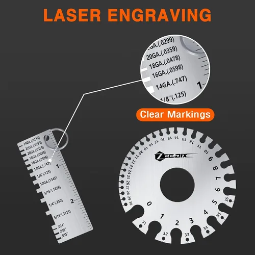 Miniatura 3 de ZeeDix 4 Piezas Hojas de Acero Inoxidable Calibre de Espesor para Soldadura - Herramienta de Medición de Calibre de Alambre, Calibre de Hoja