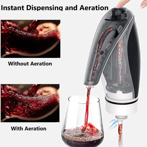 Miniatura 3 de Dispensador aireador de vino eléctrico, vertedor de vino automático con decantación de un solo toque, dispensador de vino recargable sin goteo con 2