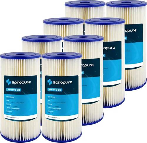 Miniatura 13 de SpiroPure SP-R1 10x2.5 Cartucho de filtro de agua de sedimento de poliéster plisado de 1 micrón SPC-25-1001 (caja de 24)