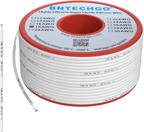 Miniatura 30 de BNTECHGO Carrete de alambre de silicona de calibre 16, rojo de 25 pies y negro, 25 pies, 2 cables separados, alambre de cobre estañado flexible