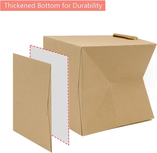 Miniatura 4 de Bolsa de regalo de papel kraft pequeña con fondo cuadrado con asas (kraft natural, 4 x 4 x 4 pulgadas, 10 unidades)