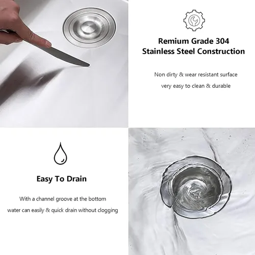 Miniatura 5 de 15x15 Inch Drop In Bar Sinks, Top Mount Handmade Single Bowl Small Kitchen Sink, 16 Gauge Stainless Steel Brushed Nickel for Wet Bar Prep RV Outdoor