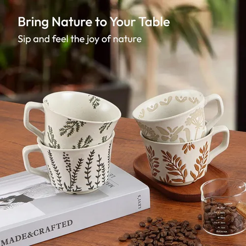 Miniatura 7 de Taza de Café de Cerámica, Taza de Té Única y Novedosa de 12 oz con Asa, Taza de Gres para Té Mocha Latte Cappuccino Espresso