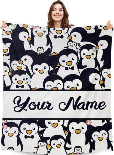 Miniatura 10 de Manta de pingüino para regalo, 40 x 30 pulgadas, bonita manta para niños, niñas y niños, manta negra suave y mullida para regazo y silla