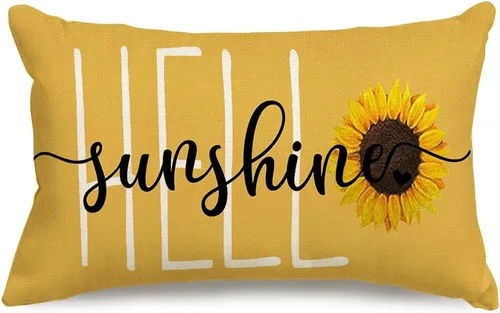 Miniatura 10 de RABUSOFA Hello Sunshine Quote - Fundas de almohada de girasol, primavera y verano, funda de cojín decorativa de temporada para exteriores