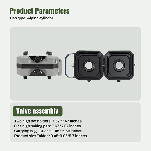 Miniatura 7 de Dollate Estufa de camping de 2 quemadores con bolsa de transporte, estufa de propano portátil de 16000 BTU para camping, estufa de camping plegable