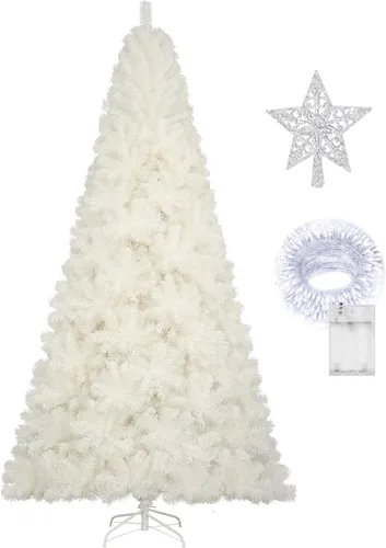 Miniatura 13 de KTKDE - Árbol de Navidad artificial premium de 1.8 m con 1005 puntas de ramas, 1 pieza, estrella en la parte superior del árbol, 200 luces LED Verde