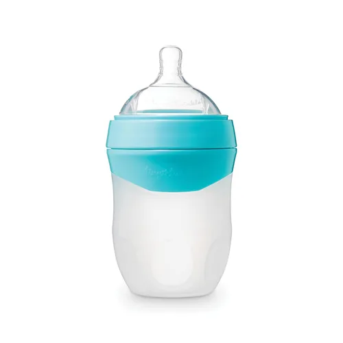 Miniatura 19 de Tiny Twinkle Biberón de silicona con agarre cómodo y pezón flexible suave, biberones suaves para recién nacidos y mayores (menta, 8 onzas)