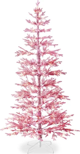 Miniatura 11 de Best Choice Products Árbol de Navidad preiluminado de 9 pies, pino flocado artificial, decoración navideña, abeto noble de álamo, luces LED blancas