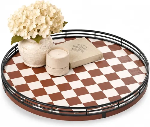 Miniatura 61 de Marble Lazy Susan - Tocadiscos para mesa, bandeja redonda de mármol de grano de madera antigua de 10 pulgadas para mesa de comedor, encimera de Negro