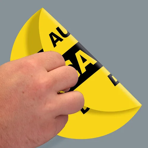 Miniatura 5 de SmartSign, calcomanía para vidrio de doble cara con leyenda "Caution: Automatic Door 2-Sided Message", círculo de 6 pulgadas de diámetro
