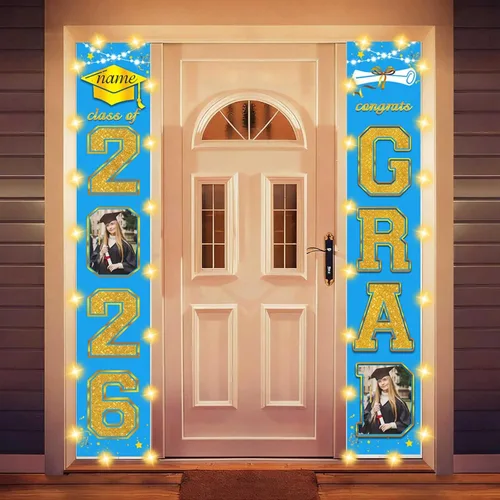 Miniatura 14 de Decoraciones personalizadas para fiestas de graduación 2026 – Cartel de felicitación de graduación grande – Cartel de fondo de graduación