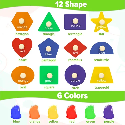 Miniatura 5 de Jumlys Juguetes Montessori para niños pequeños de 1, 2, 3 años, rompecabezas de madera con formas educativas para bebés de 12-18-24 meses, juguetes
